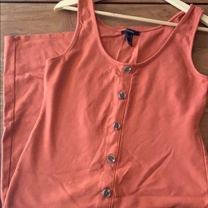 F21 Orange Midi Dress with Button Accents.